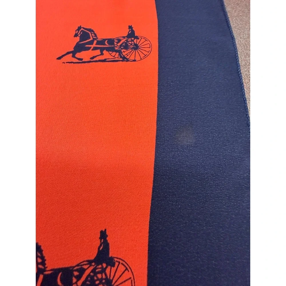 Celine Silk Scarf Bright Coral and Navy 22